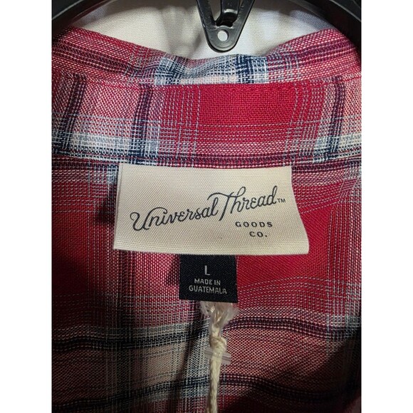 Universal Thread Women's Sleeveless Red Plaid Button Front Shirt Dress L NWT - Picture 4 of 5